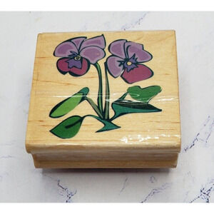 Spring Pansy Flower Floral Canadian Maple Collection Wood Mounted Rubber Stamp